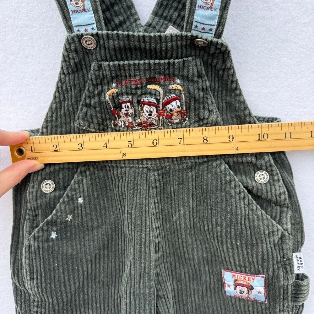 Vintage Baby Mickey & Co Overalls 12M Corduroy Disney Mickey Hockey Little Champ
